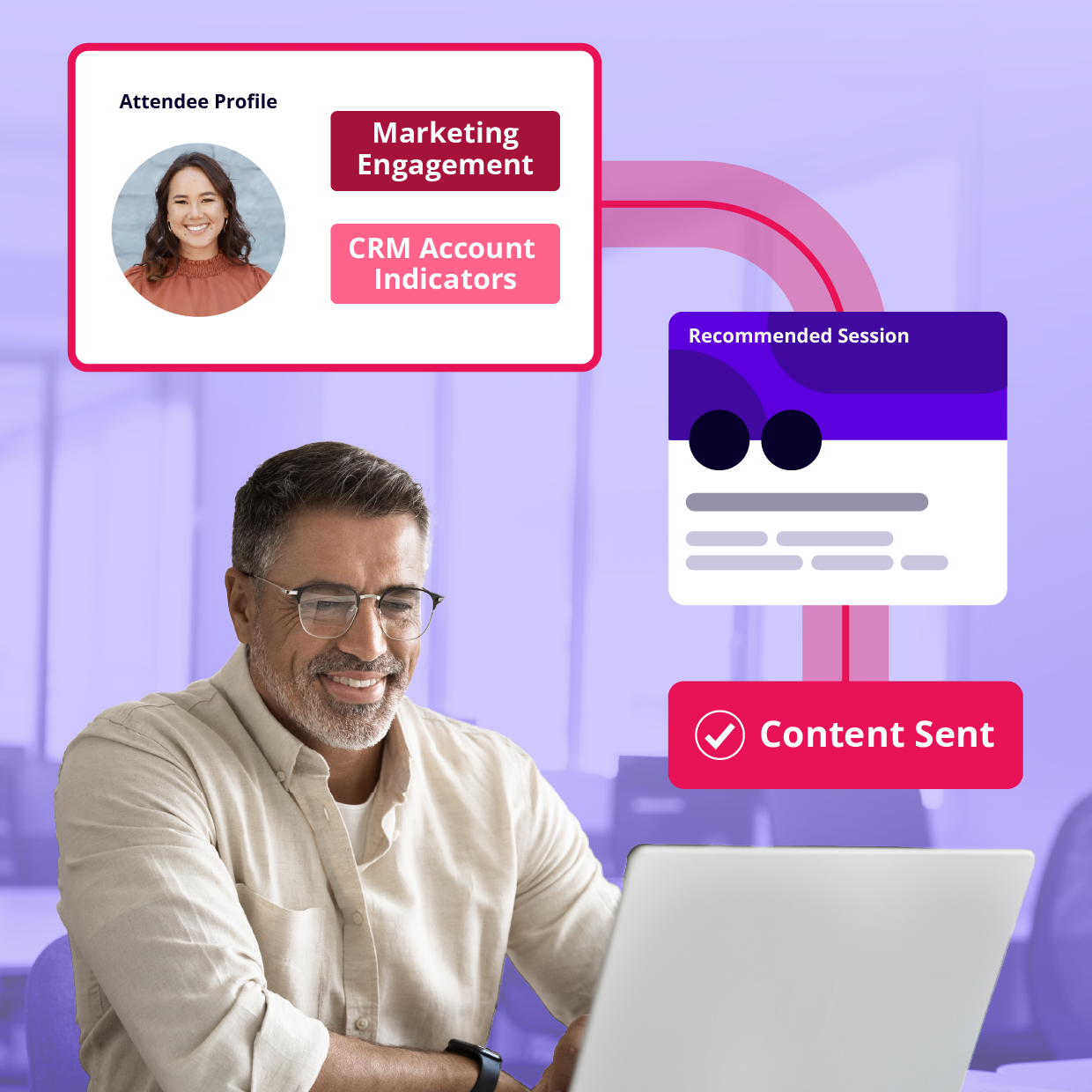 A man at a laptop targeting the right attendees for an event.